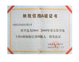 安徽省地方稅A級(jí)納稅信用納稅人